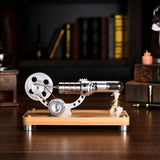 Stirlingkit γ-shape LED Lights Stirling Engine Model with Wooden Base Science Experiment Teaching Gift, view 2