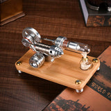 Stirlingkit γ-shape LED Lights Stirling Engine Model with Wooden Base Science Experiment Teaching Gift, view 3