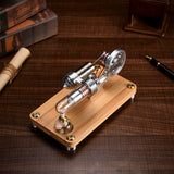 Stirlingkit γ-shape LED Lights Stirling Engine Model with Wooden Base Science Experiment Teaching Gift, view 4