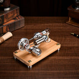 Stirlingkit γ-shape LED Lights Stirling Engine Model with Wooden Base Science Experiment Teaching Gift, view 5