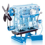 Stirlingkit Smithsonian DIY L4 4 Cylinder Inline 4 Car Engine Assembly Model Kit STEM Science Toy Blue, view 2