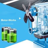 Stirlingkit Smithsonian DIY L4 4 Cylinder Inline 4 Car Engine Assembly Model Kit STEM Science Toy Blue, view 4