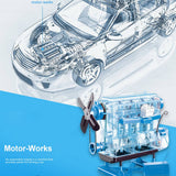 Stirlingkit Smithsonian DIY L4 4 Cylinder Inline 4 Car Engine Assembly Model Kit STEM Science Toy Blue, view 5