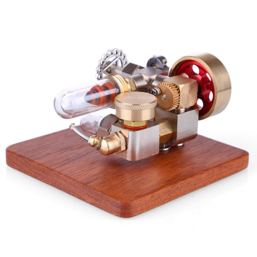 Stirlingkit Speed-Adjustable Hot Air Sterling Engine Model with Wooden Base Science Toy