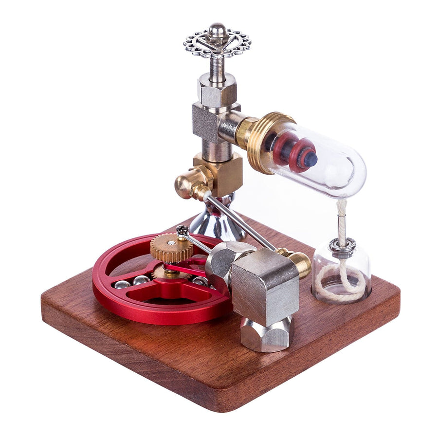 Stirlingkit Speed-Controlled Single Cylinder Stirling Engine with Regulator Free Piston External Combustion Engine - Red
