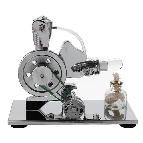 Stirlingkit Squirrel L Shaped Single Cylinder Hot Air Stirling Engine LED Generator Engine Model Educational Toy