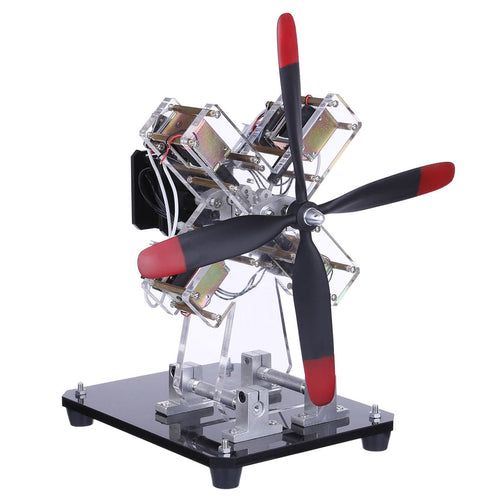 Stirlingkit STARK-79 4-cylinder Airplane Shape Hall Sensor Engine Magnetic Engine Model