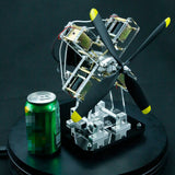Stirlingkit STARK-79 4-cylinder Airplane Shape Hall Sensor Engine Magnetic Engine Model, view 6