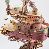 Stirlingkit Steampunk Airship DIY 3D Wooden Flyship Model Kits Gift for Her, view 6