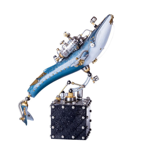 Stirlingkit Steampunk Blue Whale Mechanical Model Hand Assembled Home Decoration Crafts