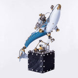 Stirlingkit Steampunk Blue Whale Mechanical Model Hand Assembled Home Decoration Crafts, view 2