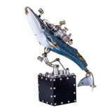 Stirlingkit Steampunk Blue Whale Mechanical Model Hand Assembled Home Decoration Crafts, view 3