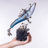 Stirlingkit Steampunk Blue Whale Mechanical Model Hand Assembled Home Decoration Crafts, view 6