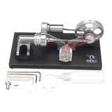 Stirlingkit Stirling Engine Kit DIY Metal Cylinder With 4Pcs LED Light Black Metal Baseplate Stem Steam Model Set, view 5