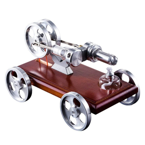 Stirlingkit Stirling Engine Kit DIY Stirling Engine Car Model Kit With Solid Wood Baseplate