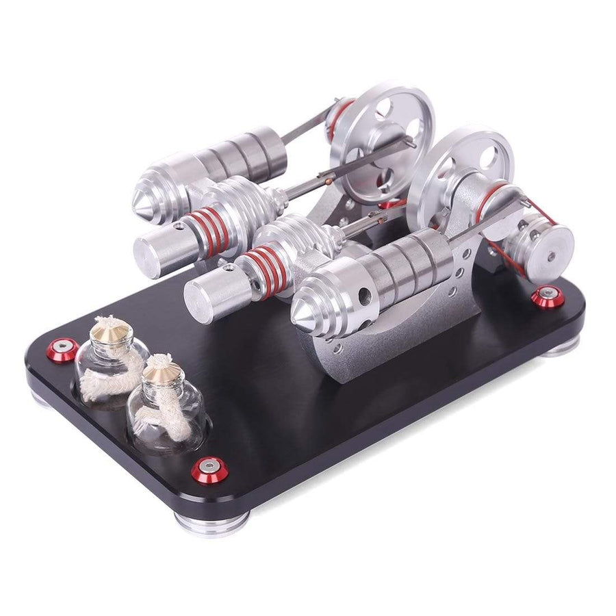 Stirlingkit Stirling Engine Kit Micro Metal Double-Cylinder Parallel Bootable External Combustion Engine Model