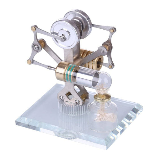 Stirlingkit Stirling Engine Kit Miniature Balance Stirling Engine Model Toy With Crystal Glass Bottom