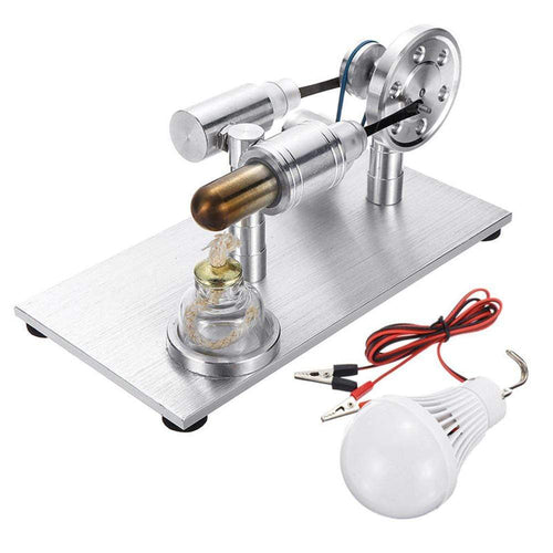 Stirlingkit Stirling Engine Kit Model Metal External Combustion With Light Bulb Developmental Toy