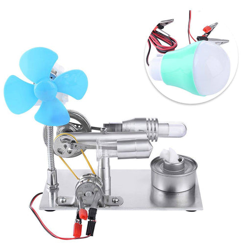 Stirlingkit Stirling Engine Kit Single Air Stirling Engine Motor Engine Model Toy with Bulb and Fan