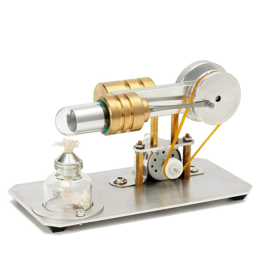 Stirlingkit Stirling Engine Kit Single Cylinder Model Toy With Stainless Steel Base Plate Brass