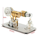 Stirlingkit Stirling Engine Kit Single Cylinder Model Toy With Stainless Steel Base Plate Brass, view 4