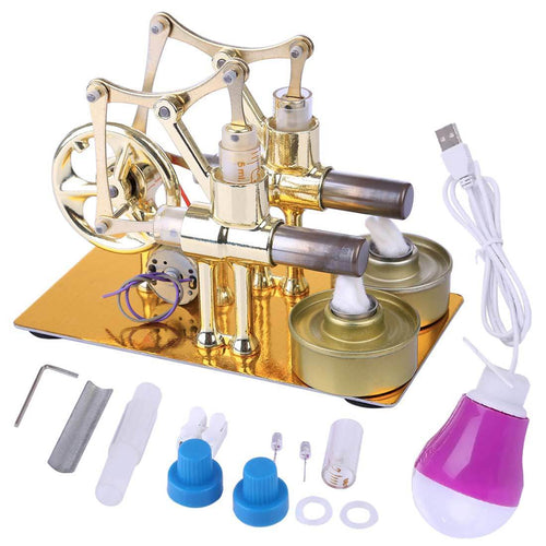 Stirlingkit Stirling Engine Kit STEM Hot Air Stirling Engine Generator Double Cylinder Engine Model