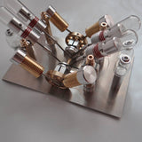Stirlingkit Stirling Engine Kit V-shape 4-Cylinder V4 Parallel Micro External Combustion Engine Model, view 2