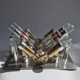 Stirlingkit Stirling Engine Kit V-shape 4-Cylinder V4 Parallel Micro External Combustion Engine Model, view 3