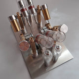 Stirlingkit Stirling Engine Kit V-shape 4-Cylinder V4 Parallel Micro External Combustion Engine Model, view 5