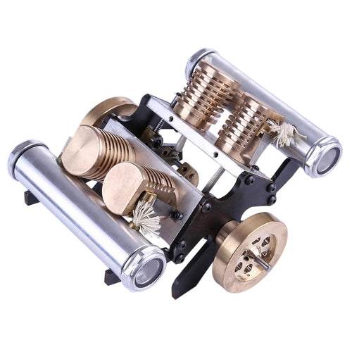Stirlingkit Stirling Engine Kit V-shape Four-cylinder Vacuum Suction v4 Engine Model Toy