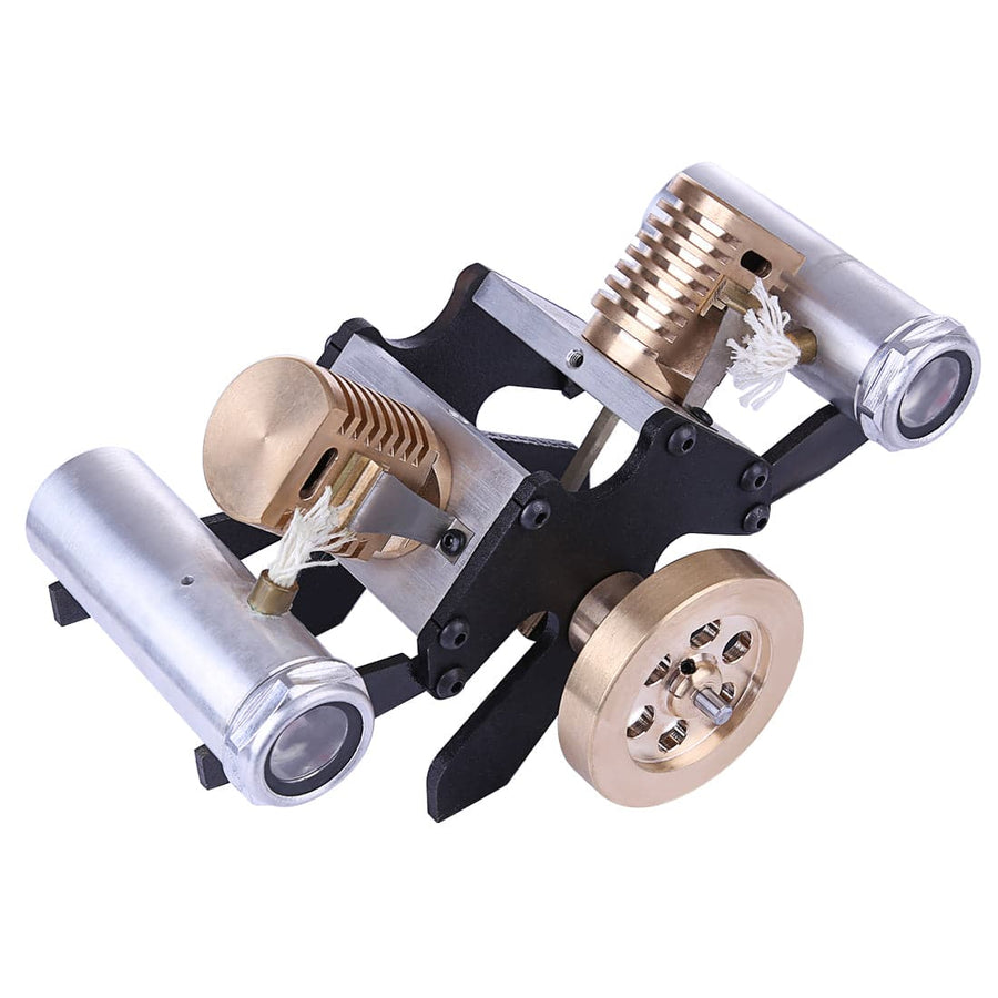 Stirlingkit Stirling Engine Kit V Shape Suction Type Double-cylinder Vacuum Model High-end Creative Gifts for Collection