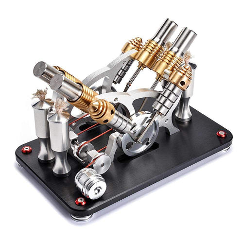 Stirlingkit Stirling Engine Kit V4 4-Cylinder Parallel Micro External Combustion Engine Model