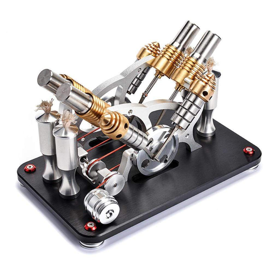 Stirlingkit Stirling Engine Kit V4 4-Cylinder Parallel Micro External Combustion Engine Model