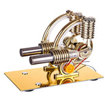 Stirlingkit Stirling Engine Model Kit L-Shape Double Cylinders with All-metal Base and Big Bulb, view 3