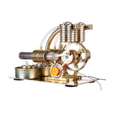 Stirlingkit Stirling Engine Model Kit L-Shape Double Cylinders with All-metal Base and Big Bulb, view 4