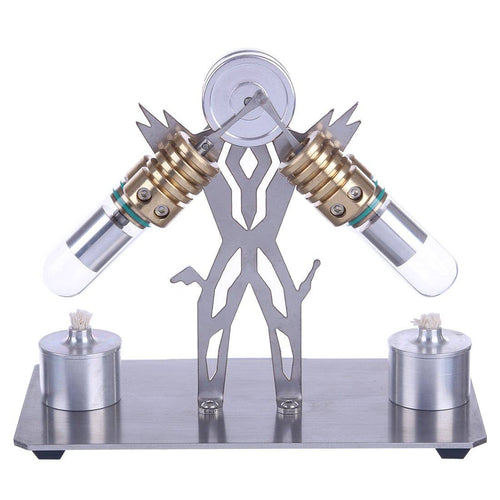 Stirlingkit Stirling Engine Model Kit Superman Robot V-Shaped Double Cylinder Motor Model