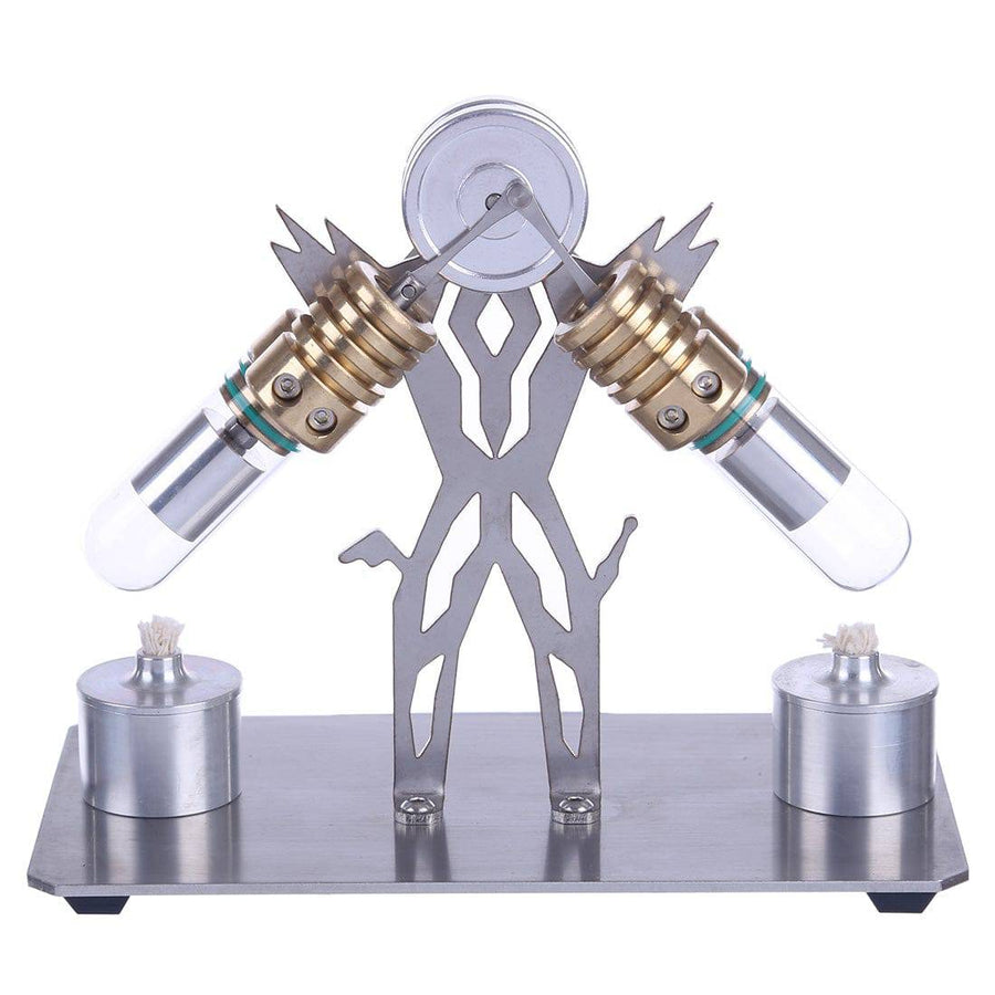 Stirlingkit Stirling Engine Model Kit Superman Robot V-Shaped Double Cylinder Motor Model