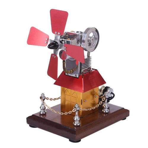 Stirlingkit Stirling Engine Model Windmill Fan Cabin Shape Creative External Combustion Engine Kit