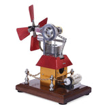 Stirlingkit Stirling Engine Model Windmill Fan Cabin Shape Creative External Combustion Engine Kit, view 3