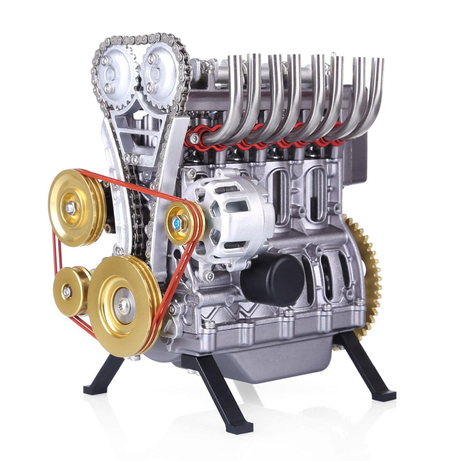 Stirlingkit Teching Inline Four-Cylinder Full Aluminum Alloy Assembling Model Science Education Engine for Collection