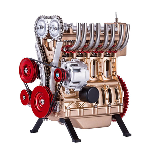 Stirlingkit Teching Inline Four-Cylinder Stirling Engine kit That Works Aluminum Alloy Model Collection