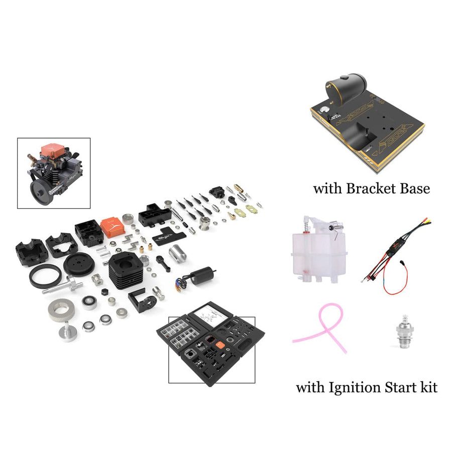 Stirlingkit Toyan FS-S100AC DIY 4 Stroke Methanol RC Engine with Start Bracket Base + Ignition Start