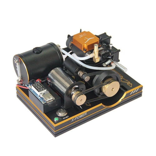 Stirlingkit TOYAN Modified One-button Start Single Cylinder 4-stroke Methanol Engine 12V Generator Model
