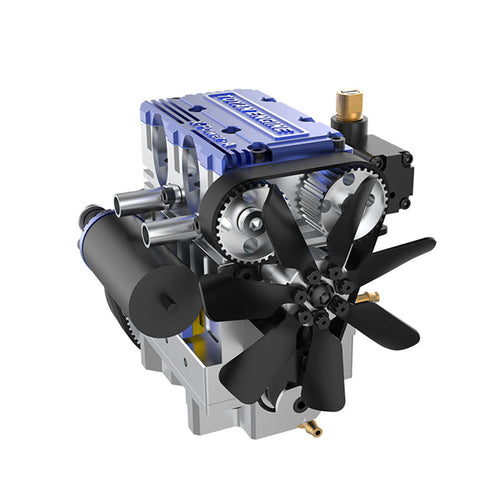 Stirlingkit Toyan X-Power 2-Cylinder 4-Stroke Kit DIY Build RC Car Engine FS-L200W -Blue