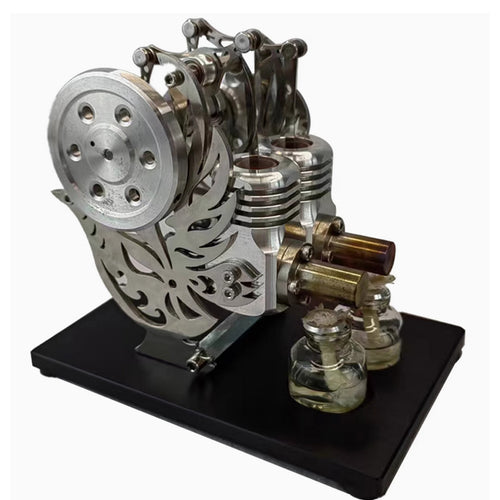 Stirlingkit Twin Cylinder Dual-Piston Hot Air Stirling Engine Model Phoenix-shape Science Toy