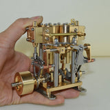 Stirlingkit Two Cylinder Reciprocating Steam Engine Model Mini Brass Double Cylinder Reciprocating Engine Model, view 3