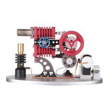Stirlingkit α Type Double Cylinder Butane Stirling Engine LED Generator Model with Double Piston Rocker Arm Linkage, view 3
