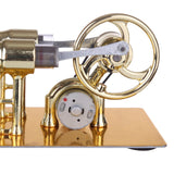 Stirlingkit γ-Type Golden Single Cylinder Sterling Engine Generator Stirling Model with LED Diode and Bulb Science Experiment Educational Toy, view 5