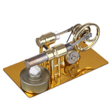 Stirlingkit γ-Type Golden Single Cylinder Sterling Engine Generator Stirling Model with LED Diode and Bulb Science Experiment Educational Toy, view 6