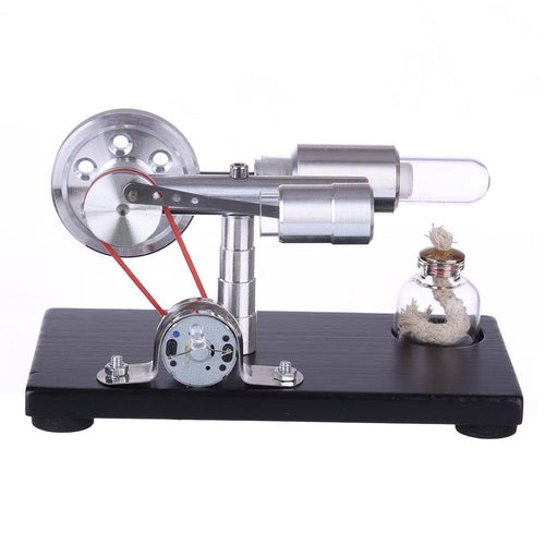 Stirlingkit γ-Type Single Cylinder Stirling Engine Sterling Generator with LED Lights with Voltage Digital Display Meter Science Toy